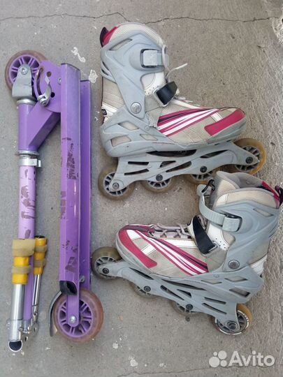 Лыжи, палки, ботинки для лыж