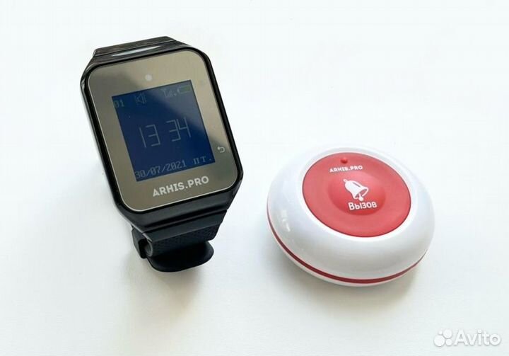 Комплект вызова помощи, официанта: кнопка и часы