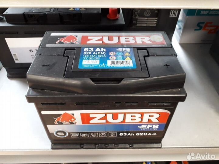 Аккумулятор Zubr EFB на 63 ампер