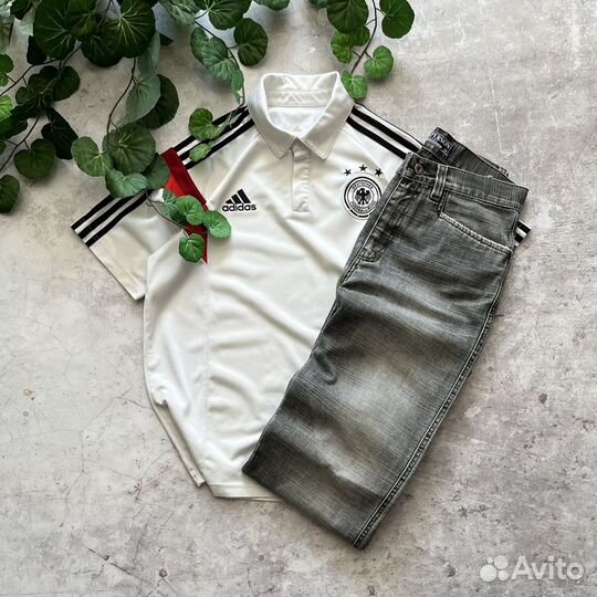 Винтажная футболка поло Adidas Germany Vintage 90