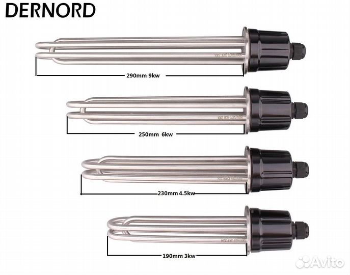 Тэны 3; 4,5; 6; 9кВт для дистиллятора под кламп 2