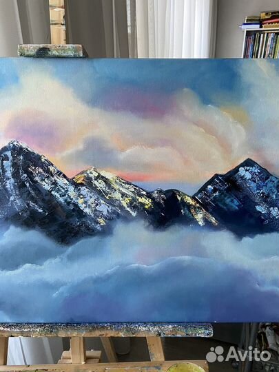 Картина маслом на холсте Горы большая