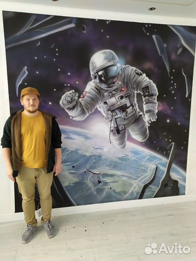 Роспись стен, граффити, рисунок на стене, художник