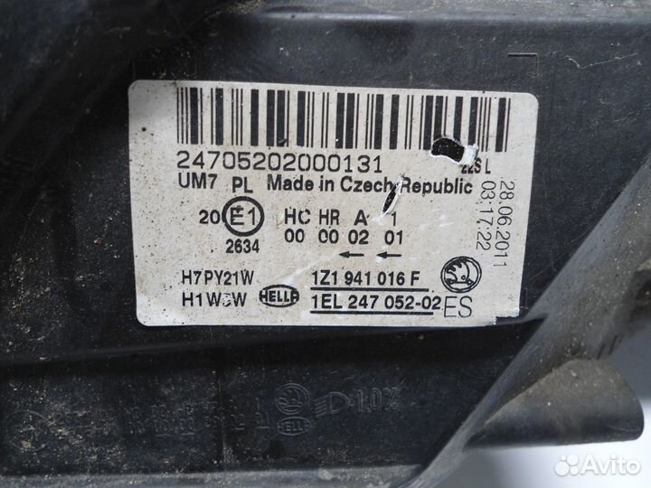 Фара правая skoda octavia a5 рестайлинг