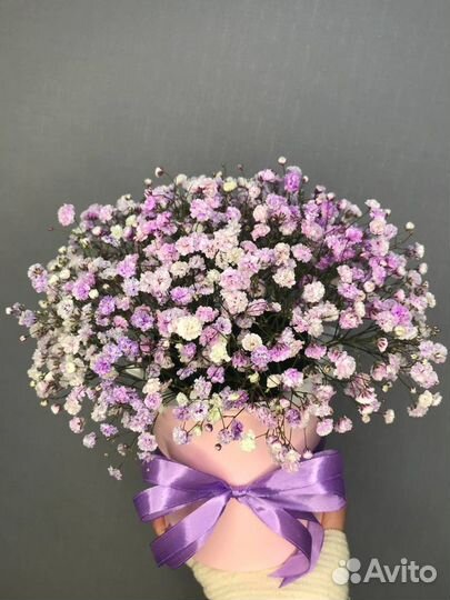 Гипсофила в коробке, в букете, цветы доставка