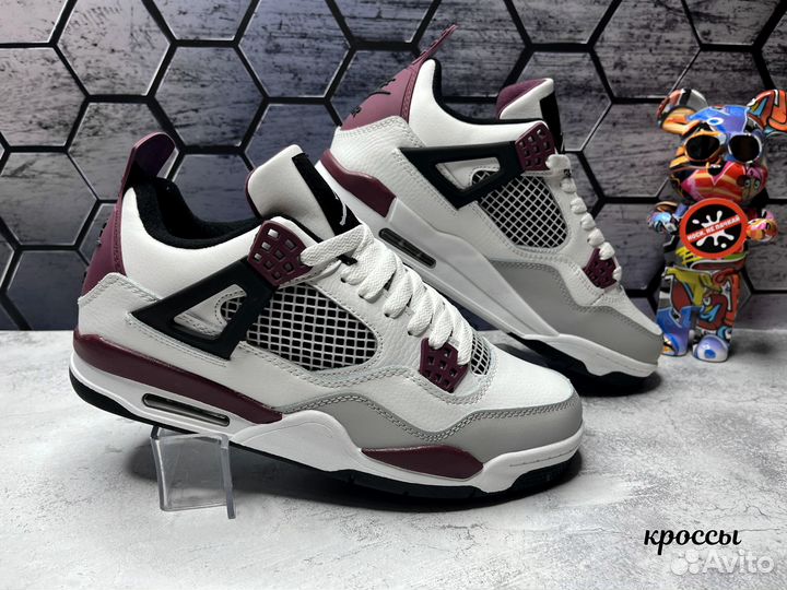 Кроссовки Nike Air Jordan 4 высокие фиолет мех