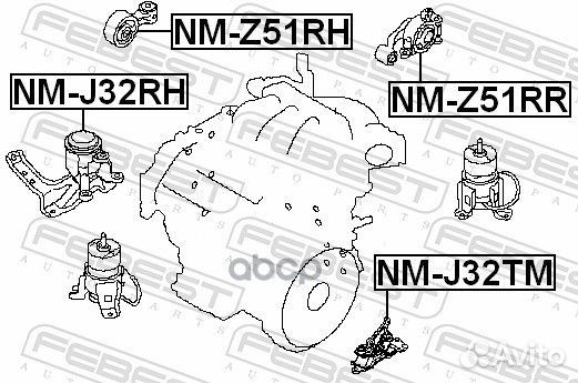 Подушка коробки передач ат лев NMJ32TM Febest