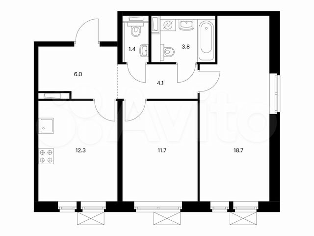 2-к. квартира, 58 м², 2/15 эт.