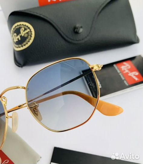 Очки ray ban hexagonal голубые