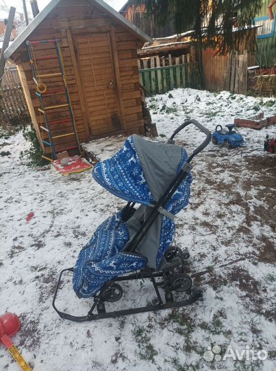Детские санки коляска с колесами