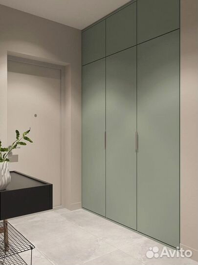 Встраиваемые шкафы с гладкими фасадами на заказ