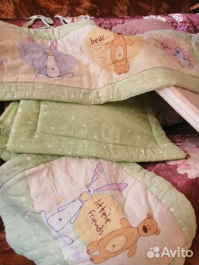 Детская кроватка + матрасик + бортики