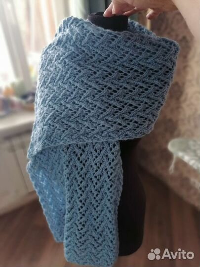 Палантин, шарф, шаль шерсть ровница