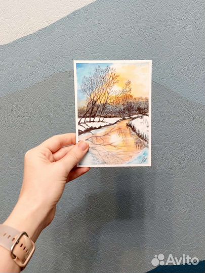 Авторские акварельные открытки С6 2шт. Набор