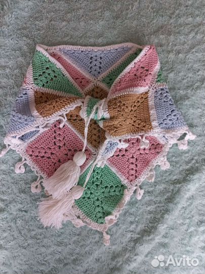 Шарф бактус вязаный для девочки,шапка