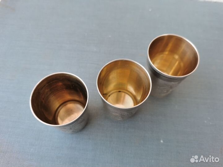Три стопки серебро 875 пробы СССР Таллин лом