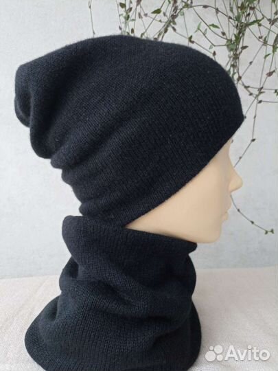 Комплект из кашемира шапка и снуд