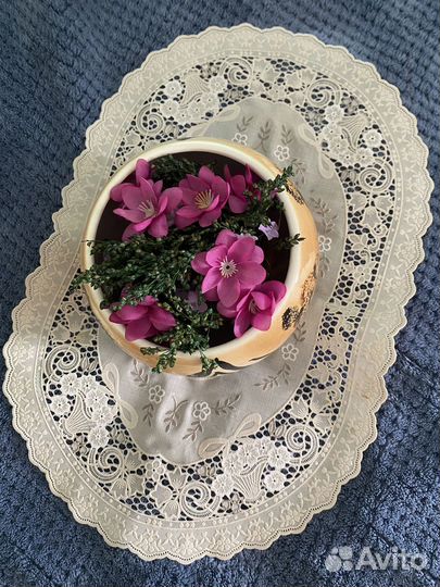 Кашпо декоративная скатерть цветы