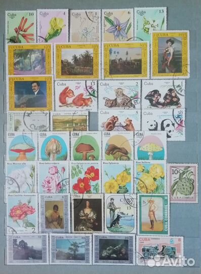 Почтовые марки Кубы Флора Фауна Живопись Подборка