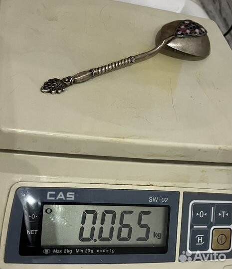 Ложка столовая серебро 875 проба эмаль СССР