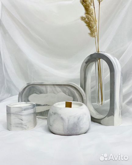 Набор из гипса (свечи из соевого воска)