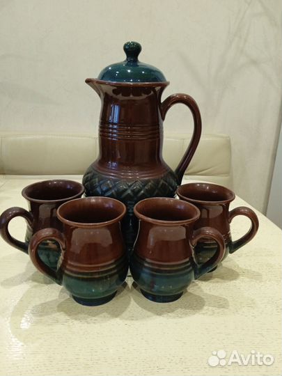 Набор кувшин и 4 кружки керамика
