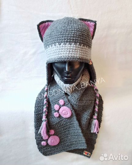Вязаный комплект шапка и шарф