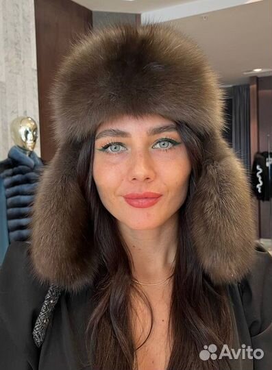 Шапка ушанка с соболем