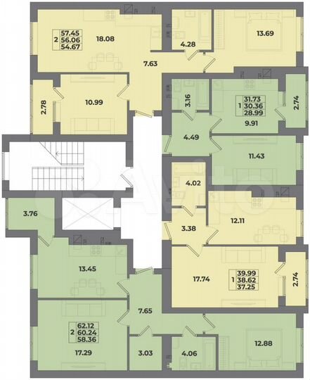 2-к. квартира, 57,5 м², 9/10 эт.