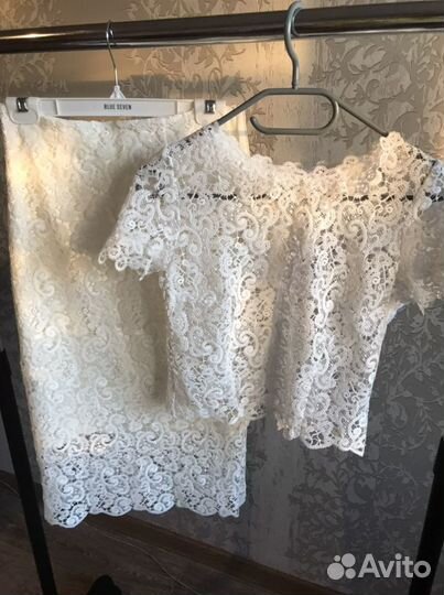 Шикарное Вечернее Платье белое Комплект верх низ