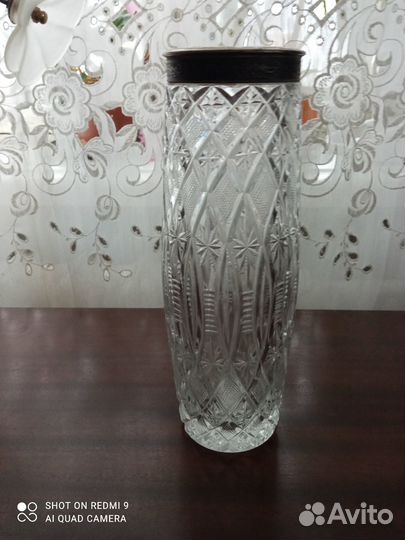Ваза хрустальная ссср, с серебром