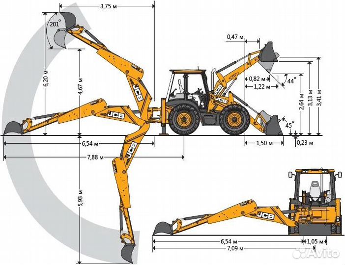 Услуги экскаватора-погрузчика JCB