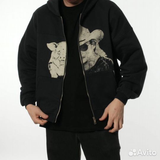 Зип худи ERD синее 3 вида