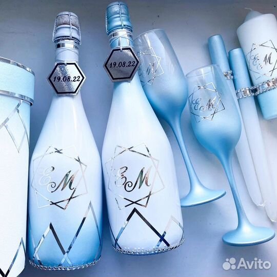 Набор свадебный в голубом цвете