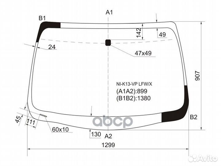 Стекло лобовое nissan march/micra 10- NI-K13-VP