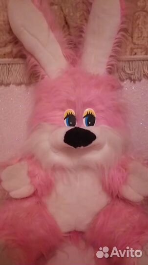 Мягкая игрушка заяц розовый выс 60 см в отл. сост