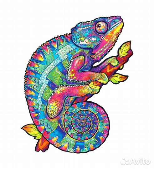 Фигурный пазл Unidragon, Радужный Хамелеон, размер