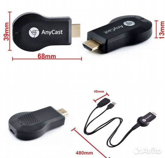 Адаптер тв anycast M4 экран смартфона на тв