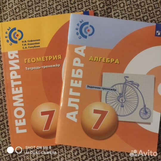 Тетрадь тренажёр по геометрии,задачник по алгебре