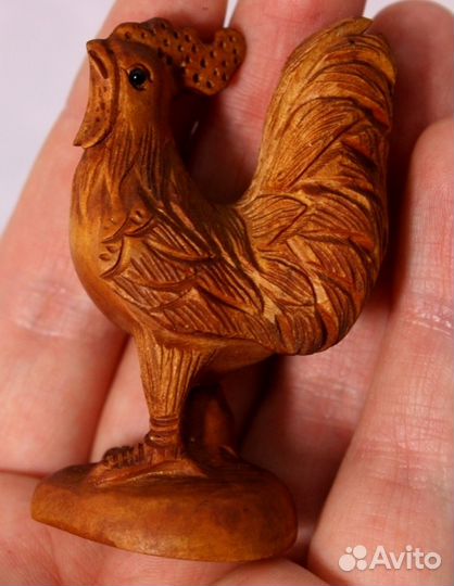 Статуэтка Петух - Нэцкэ из Дерева Самшит ru*61