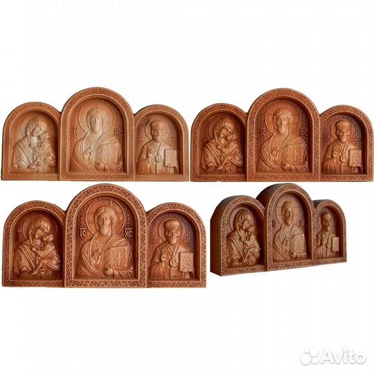 Триптих резная икона в авто