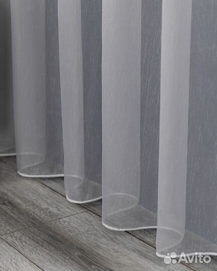 Тюль Бамбук серый готовый на окна пошив