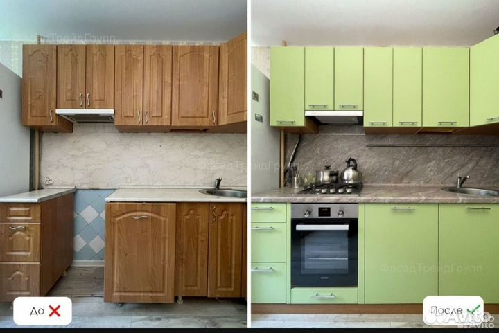 Замена фасадов и столешниц на кухне