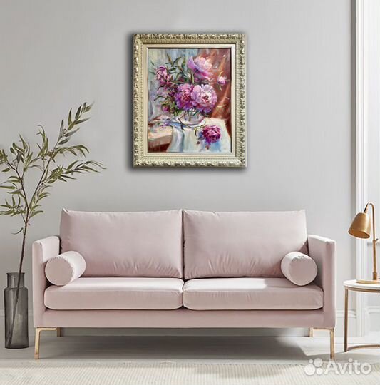 Картина маслом на холсте Розовые пионы