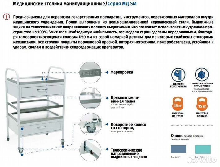 Столик манипуляционный Hilfe мд SM 1