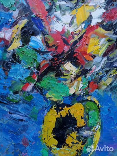 Интерьерная картина маслом букет цветов