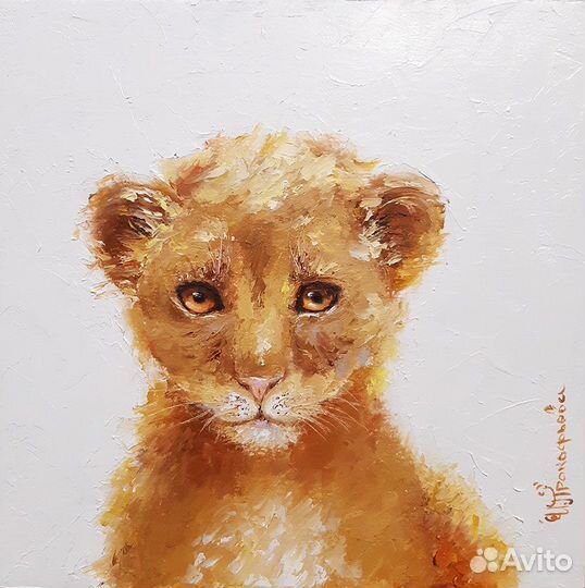 Львица и зайка картина на холсте