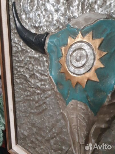 Дизайнерская картина, панно, бык, металл