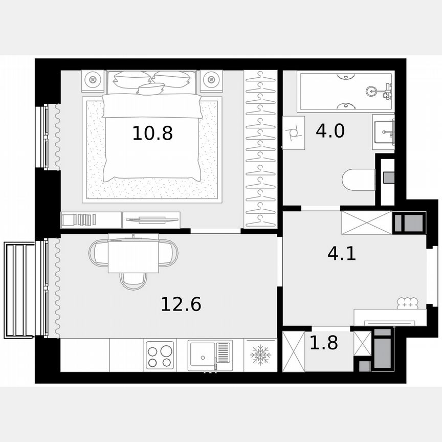 1-к. квартира, 33,3 м², 20/22 эт.