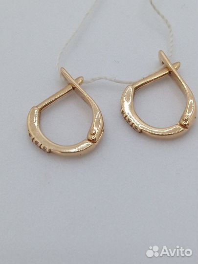 Золотые серьги с фианитами